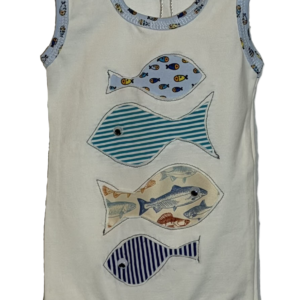 Artikl 1001- Suvenir Baby body bez rukava, natur s motivom četiri ribe